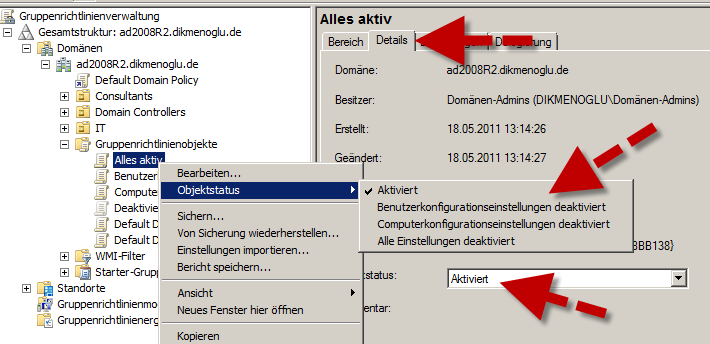 GPO-Status: flags-Werte 0 bis 3